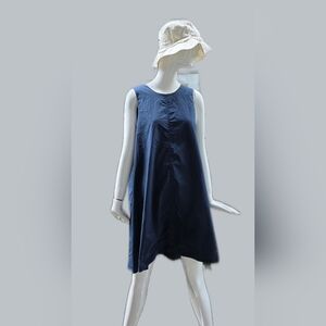 COS Sleeveless Cotton Dark Blue Dress, Small